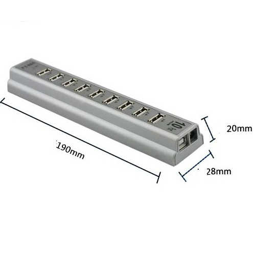 מפצל USB 2.0 לבן 10 כניסות כולל ספק כח 
