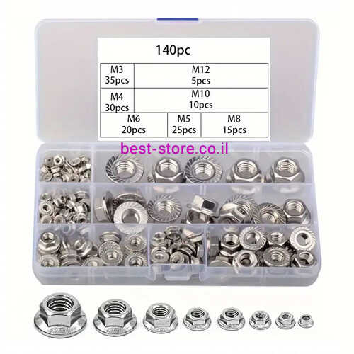 מארז אומים פלנצ 140pcs M3-M12