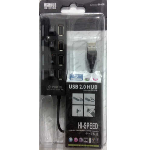 מפצל USB 2.0 ל-4 כניסות - שחור