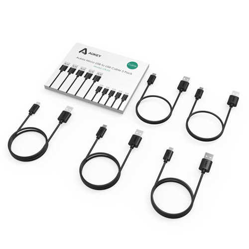 מארז 5 כבלי טעינה Aukey CB-D5 Micro USB