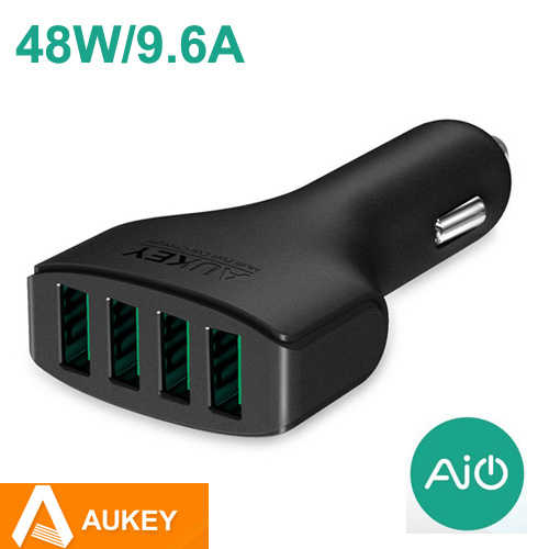 מטען לרכב 4 יציאות Aukey 48W/9.6A USB דגם CC-01
