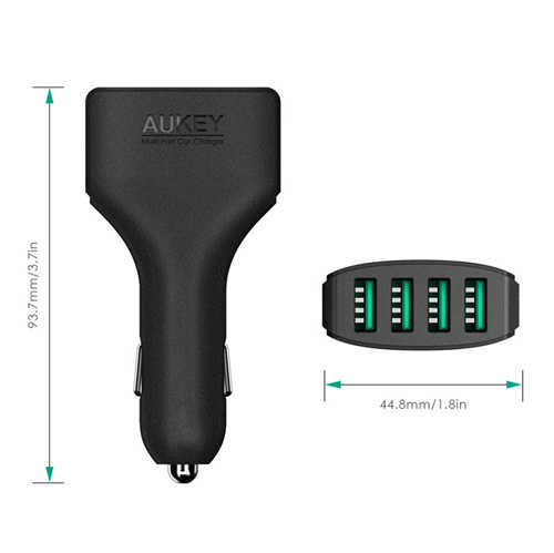 מטען לרכב 4 יציאות Aukey 48W/9.6A USB דגם CC-01