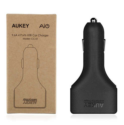 מטען לרכב 4 יציאות Aukey 48W/9.6A USB דגם CC-01