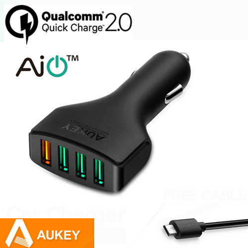 מטען לרכב 4 יציאות Aukey 54W/9.6A USB דגם CC-T4