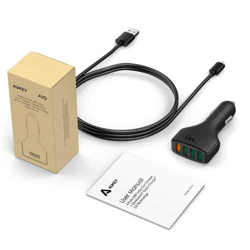 מטען לרכב 4 יציאות Aukey 54W/9.6A USB דגם CC-T4