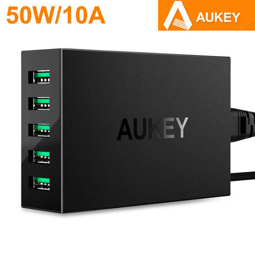 מטען קיר 5 יציאות Aukey 50W/10A USB דגם PA-U36