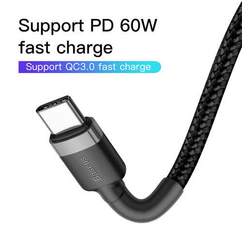 כבל טעינה וסנכרון USB Type-C PD 60W באורך 1 מטר Baseus
