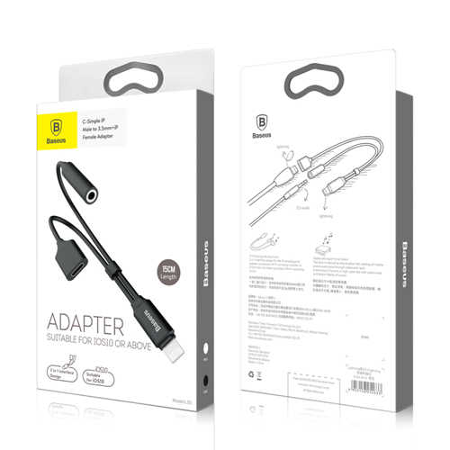 כבל מפצל AUX 3.5mm/Lightning ל- iPhone 7