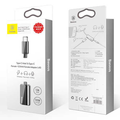 כבל מפצל USB C זכר - USB C + Aux 3.5mm נקבה Baseus