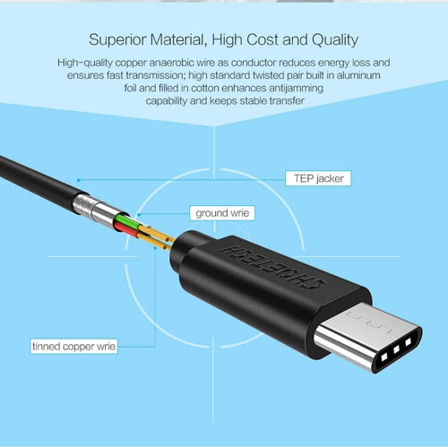 כבל טעינה וסנכרון USB Type C באורך 1 מטר Choetech