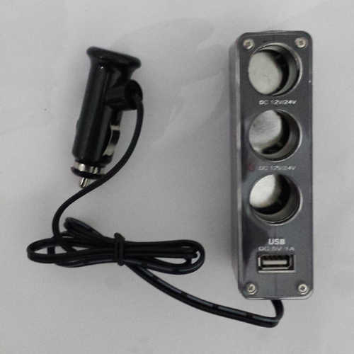 מפצל שקע מצת רכב ל-3 יציאות + USB