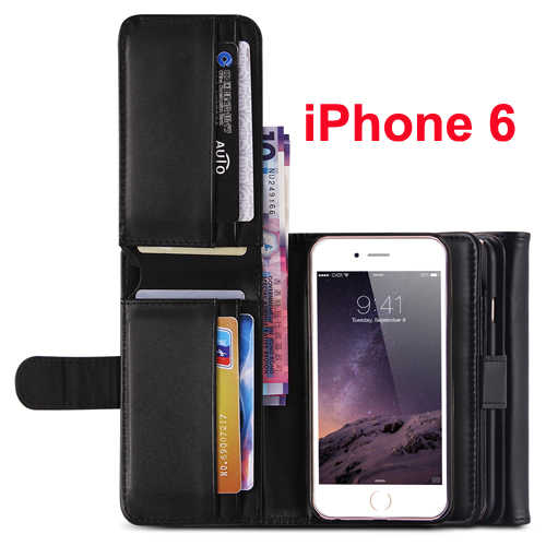 ארנק מעור סינטטי 8 תאים ל- iPhone 6