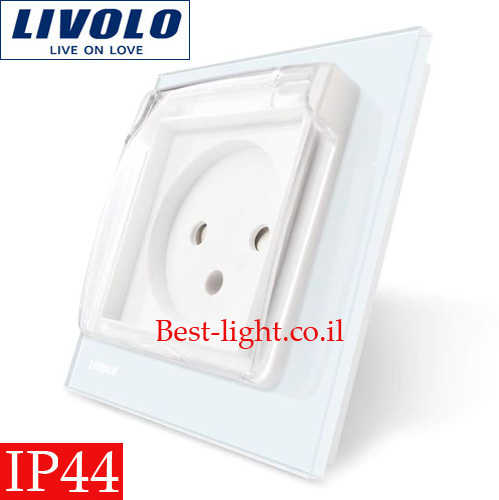 שקע כוח ישראלי IP44 לבן Livolo דגם VL-C7C1IL-11-IP44