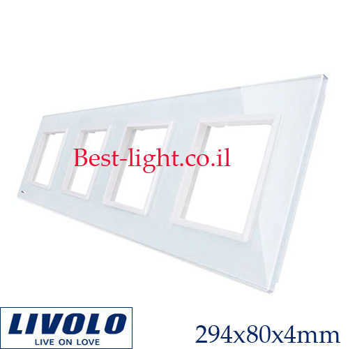 מסגרת זכוכית לבנה לשקע רביעייה Livolo  EU דגם C7-4SR