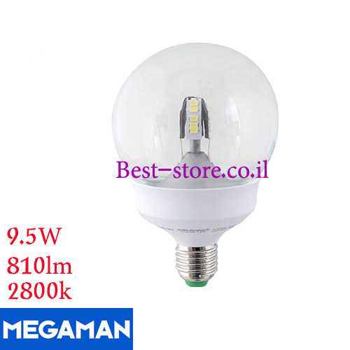 נורת גלוב לד MegaMan G98 E27 9.5W 2.8K