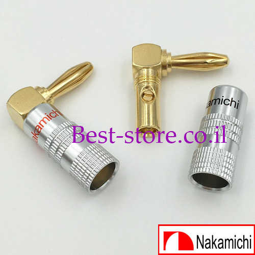 פלאג בננה זוויתי 90&deg; מקצועי לחיבור כבל רמקול Nakamichi
