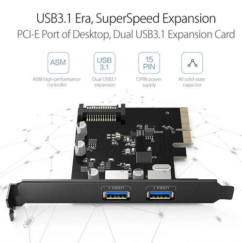 כרטיס PCI Express עם 2 יציאות Orico USB 3.1