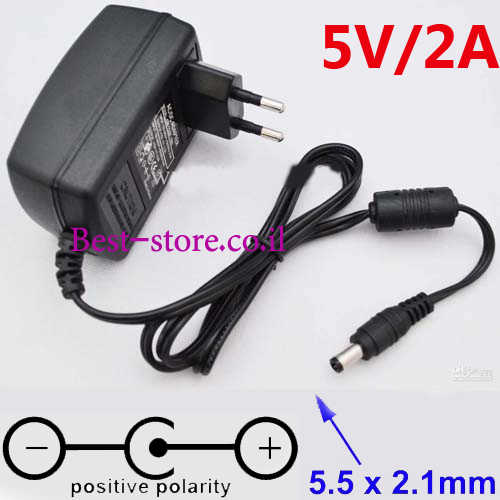 ספק כוח 5V/2A חיבור DC 5.5/2.1