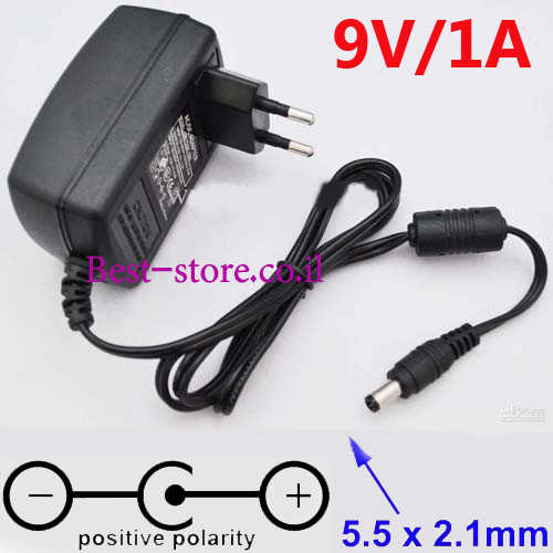 ספק כוח 9V/1A חיבור DC 5.5/2.1