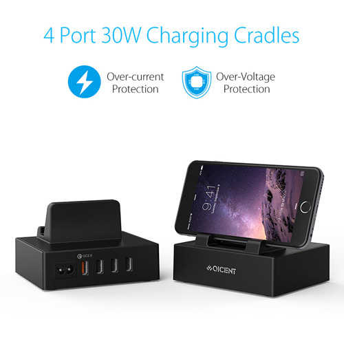 מעמד/מטען עם 4 כניסות QICENT USB
