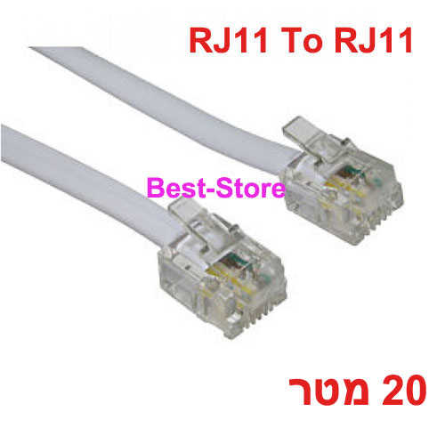 כבל לטלפון חיבור אמריקאי באורך 20 מטר