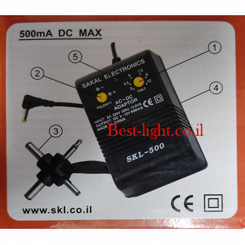 שנאי אוניברסלי SAKAL 500mA 3-12V
