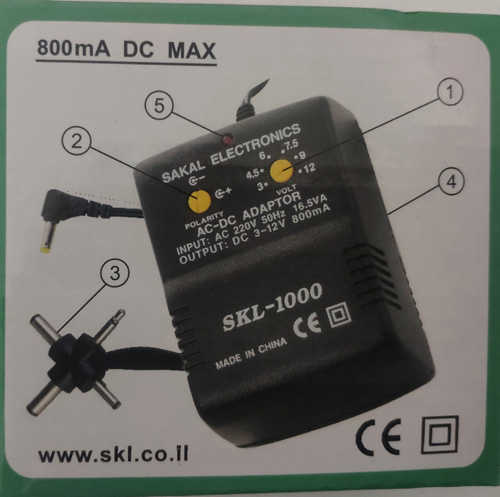 שנאי אוניברסלי SAKAL 800mA 3-12V