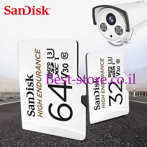 כרטיס זיכרון למצלמת אבטחה / רכב SanDisk Micro SDXC 64GB 100MB/s U3 V30