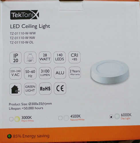פאנל לד צמוד תקרה עגול 28W צהוב TekTonix