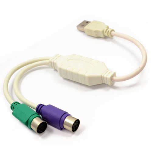 כבל מתאם USB זכר - 2xPS/2 נקבה