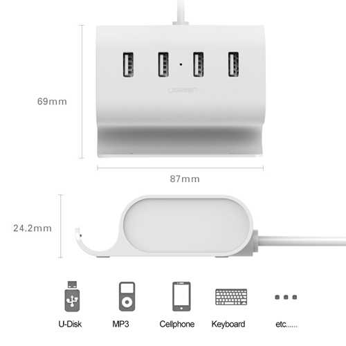 מפצל OTG עם 4 כניסות USB ומעמד Ugreen דגם CR123