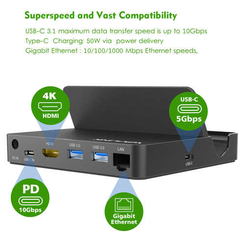 תחנת עגינה USB Type-C למחשב נייד / טאבלט WavLink