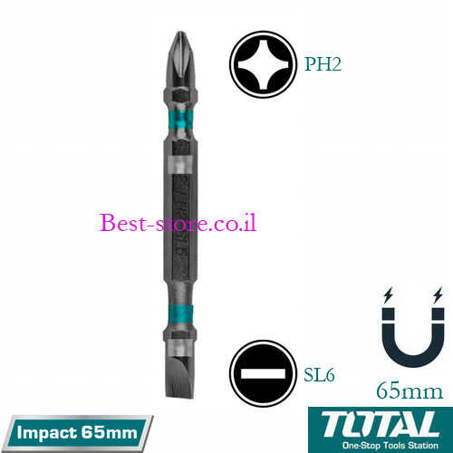 ביט מגנטי דו צדדי פיליפס ושטוח TOTAL 65mm
